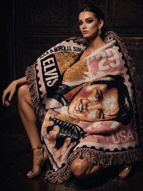 Vintage Elvis Presley Woven Throw USA | Manual Woodworkers Official Cotton